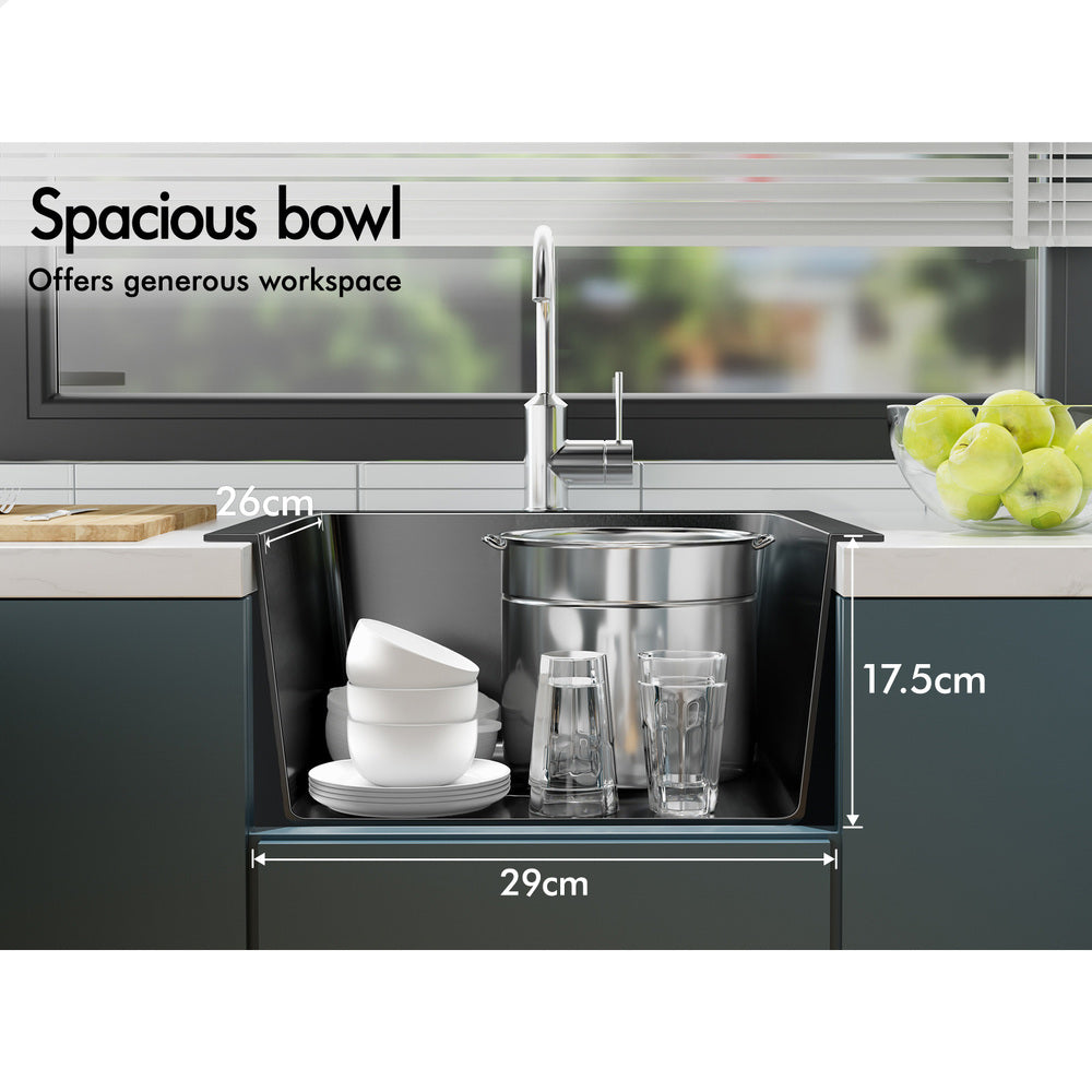 ALFORDSON Kitchen Sink 34x31cm Stainless Steel Basin Single Bowl Black