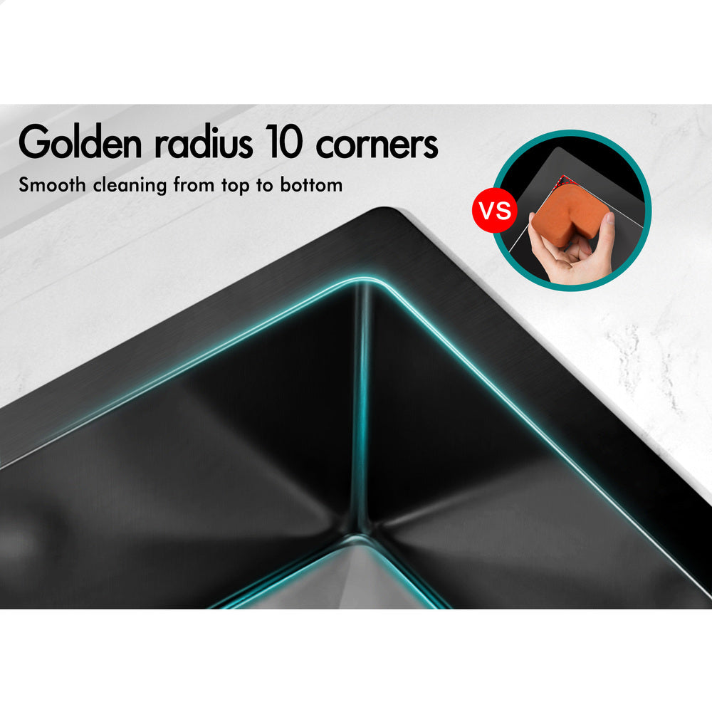 ALFORDSON Kitchen Sink 34x31cm Stainless Steel Basin Single Bowl Black