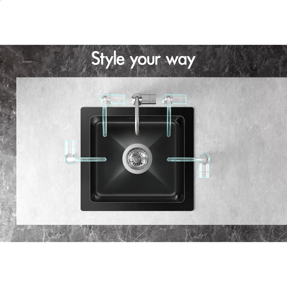 ALFORDSON Kitchen Sink 34x31cm Stainless Steel Basin Single Bowl Black