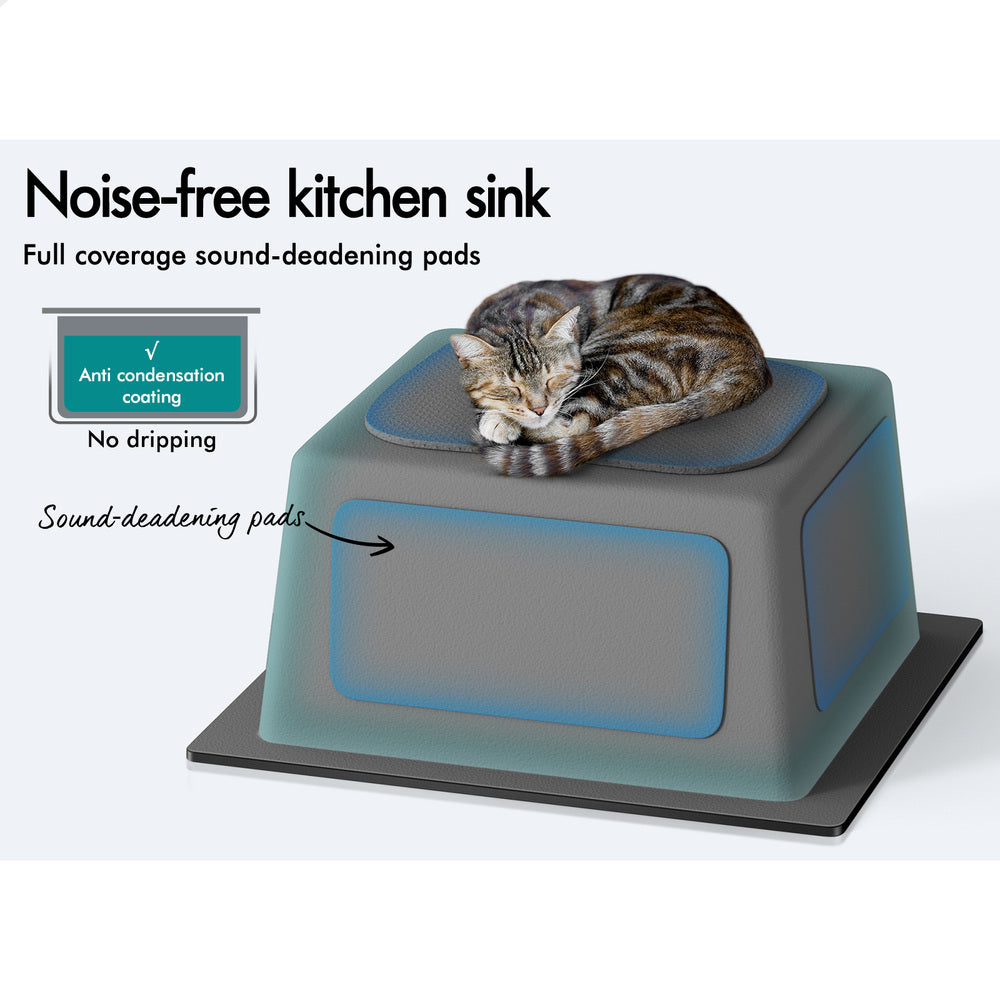 ALFORDSON Kitchen Sink 34x31cm Stainless Steel Basin Single Bowl Black