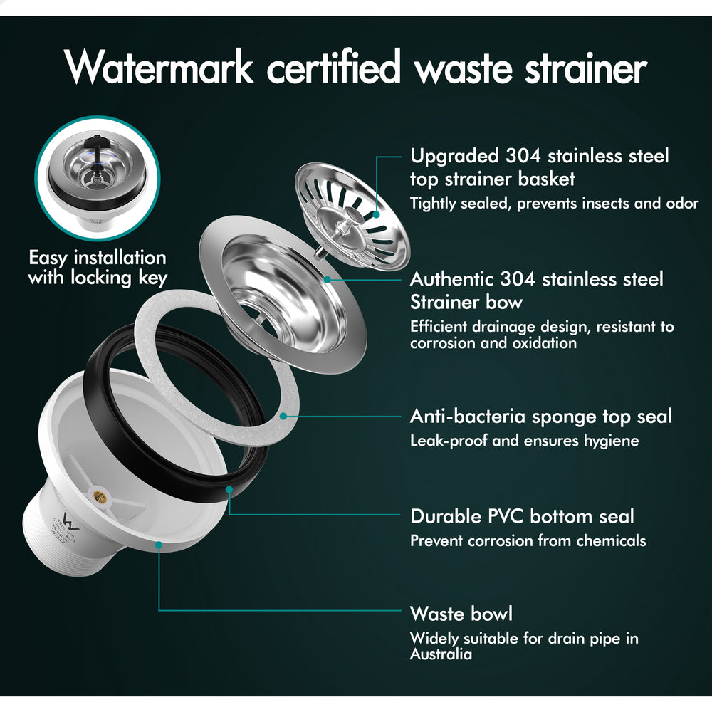 ALFORDSON Kitchen Sink 34x31cm Stainless Steel Basin Single Bowl Black