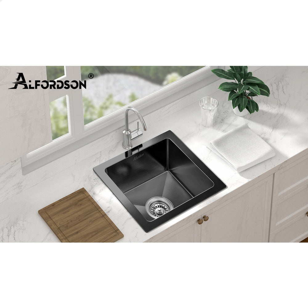 ALFORDSON Kitchen Sink 34x31cm Stainless Steel Basin Single Bowl Black