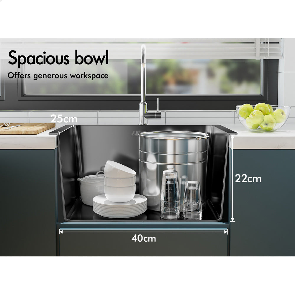 ALFORDSON Kitchen Sink 45x30cm Stainless Steel Basin Single Bowl Black