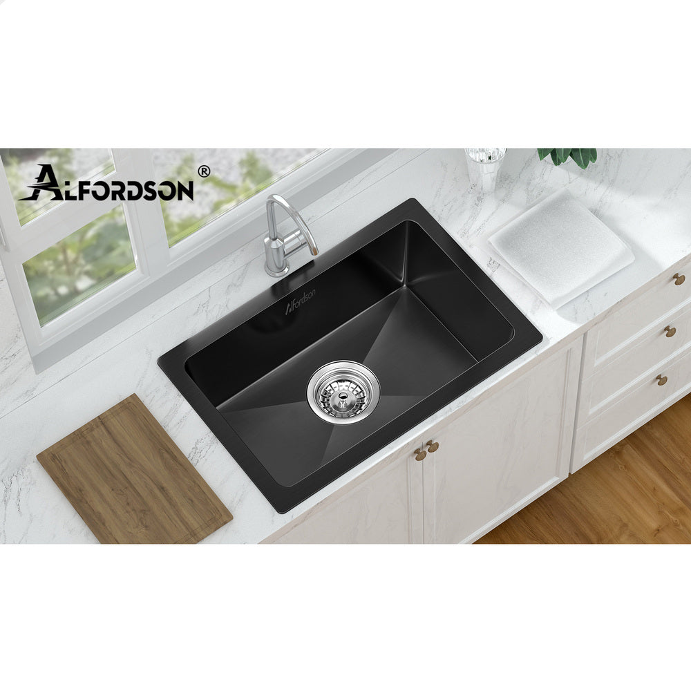 ALFORDSON Kitchen Sink 45x30cm Stainless Steel Basin Single Bowl Black