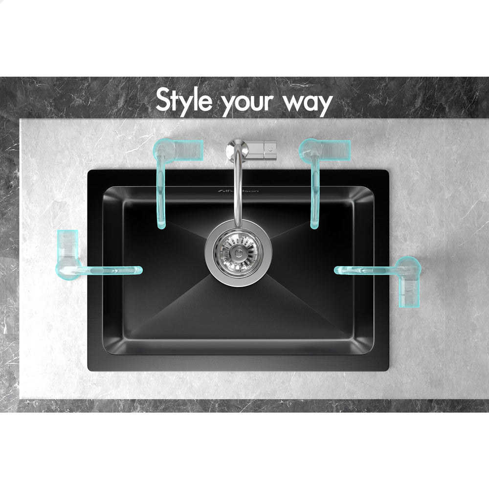 ALFORDSON Kitchen Sink 45x30cm Stainless Steel Basin Single Bowl Black