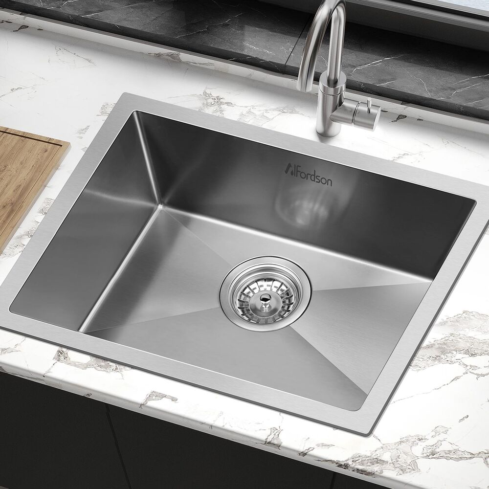 ALFORDSON Kitchen Sink Stainless Steel Drop in Flush Under Mount Bowl 600X450MM