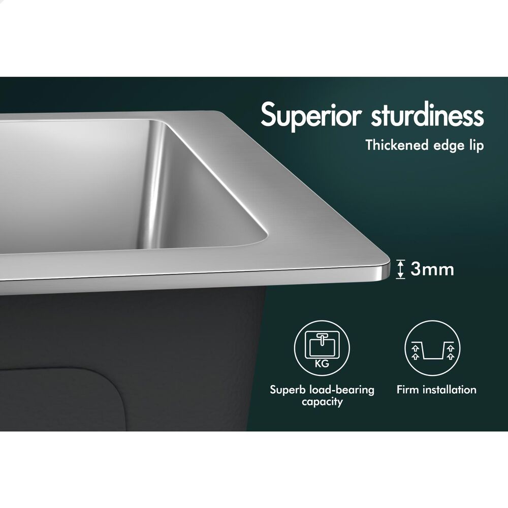 ALFORDSON Kitchen Sink Stainless Steel Drop in Flush Under Mount Bowl 600X450MM