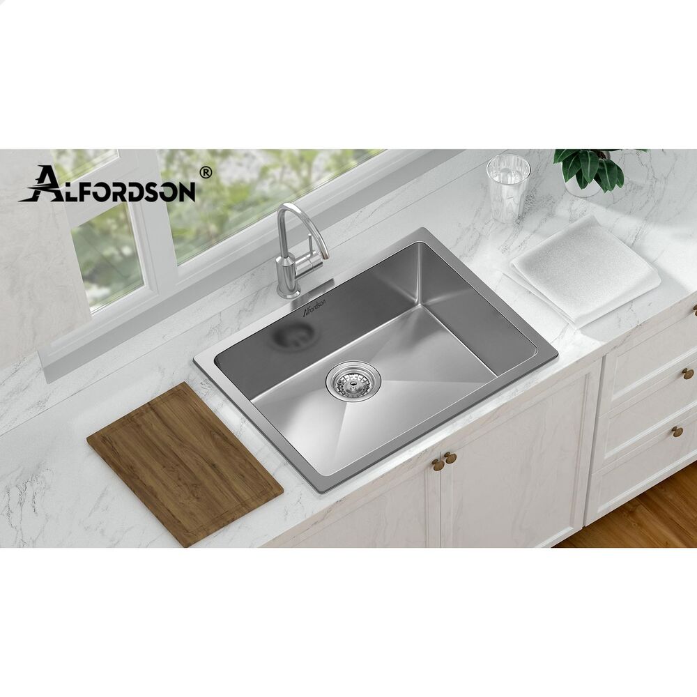 ALFORDSON Kitchen Sink Stainless Steel Drop in Flush Under Mount Bowl 600X450MM