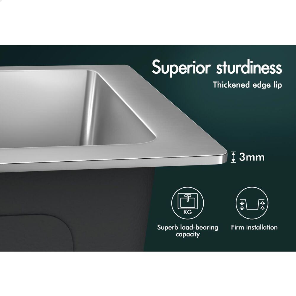 ALFORDSON Farmhouse Kitchen Sink 81x50cm Stainless Steel Basin Single Bowl