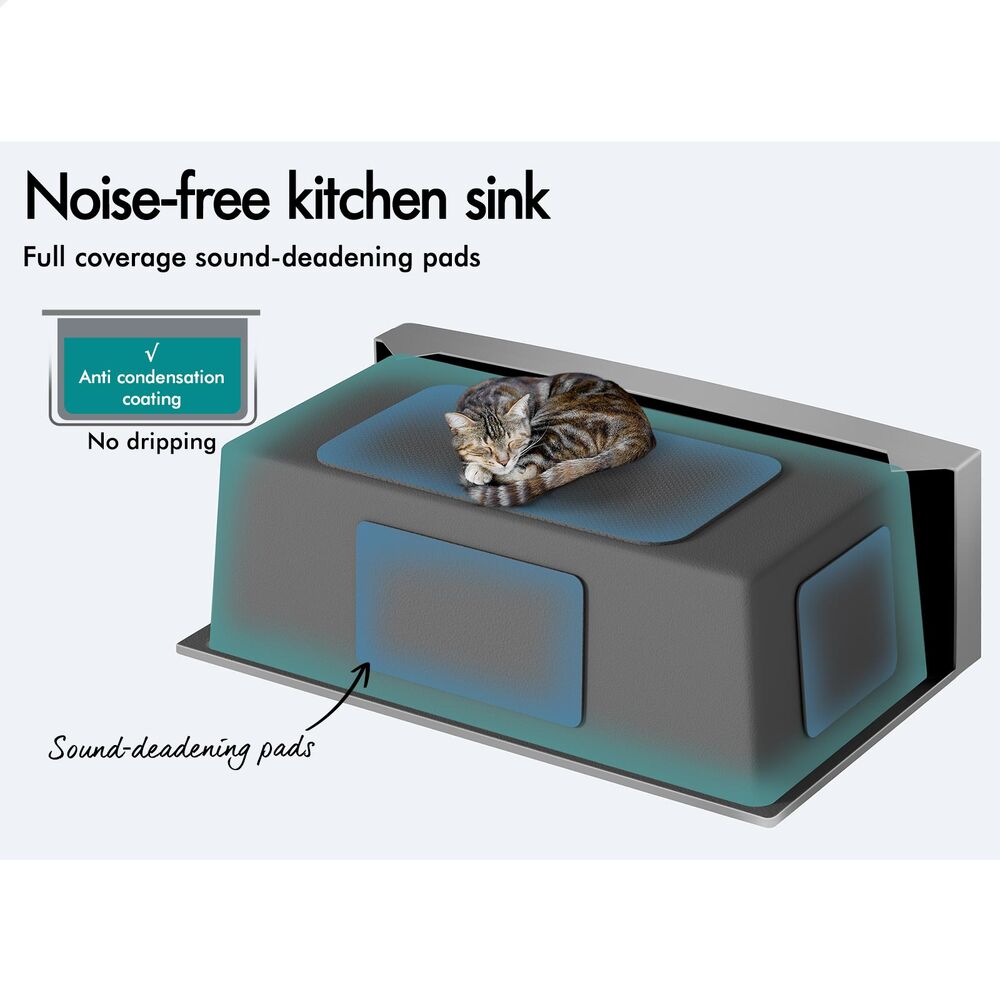 ALFORDSON Farmhouse Kitchen Sink 81x50cm Stainless Steel Basin Single Bowl