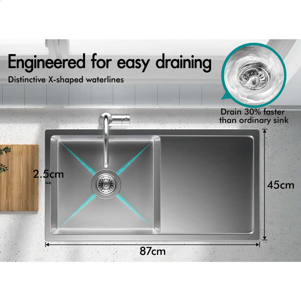 87X45CM ALFORDSON Kitchen Sink Stainless Steel
