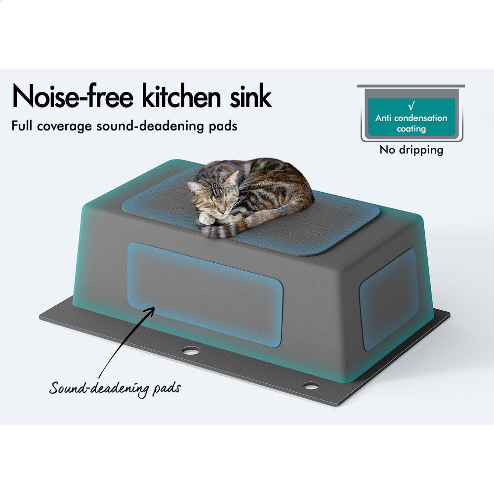 ALFORDSON Kitchen Sink 68x45cm Stainless Steel Basin Single Bowl Black