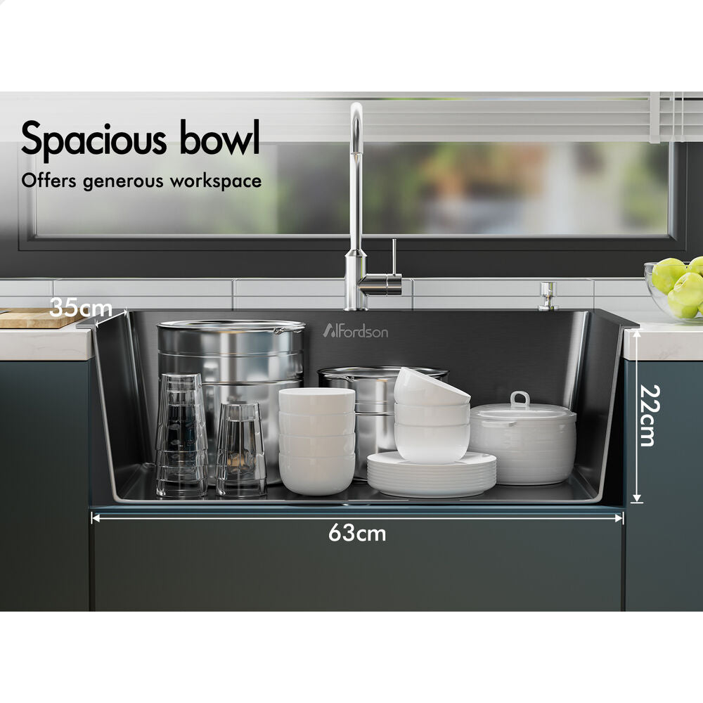 ALFORDSON Kitchen Sink 68x45cm Stainless Steel Basin Single Bowl Black