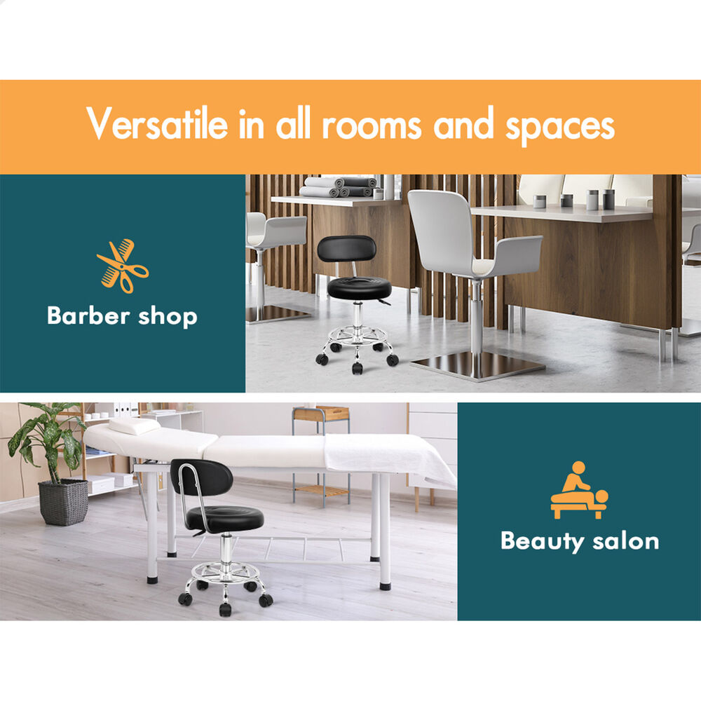 ALFORDSON 2x Salon Stool Backrest Swivel Barber Hair Dress Chair Declan Black