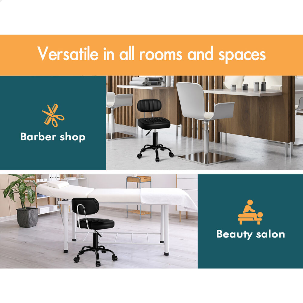 ALFORDSON 2x Salon Stool Backrest Swivel Barber Hair Dress Chair Lina All Black