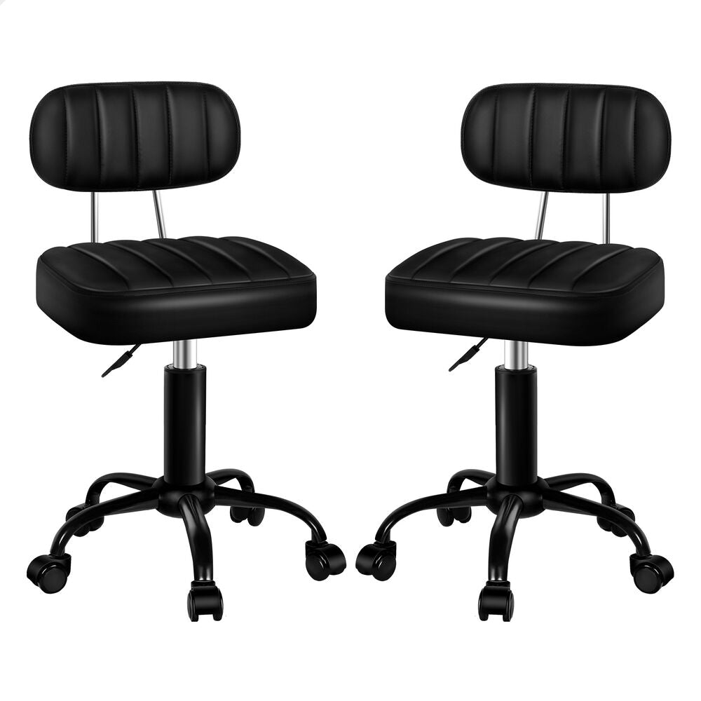 ALFORDSON 2x Salon Stool Backrest Swivel Barber Hair Dress Chair Lina All Black