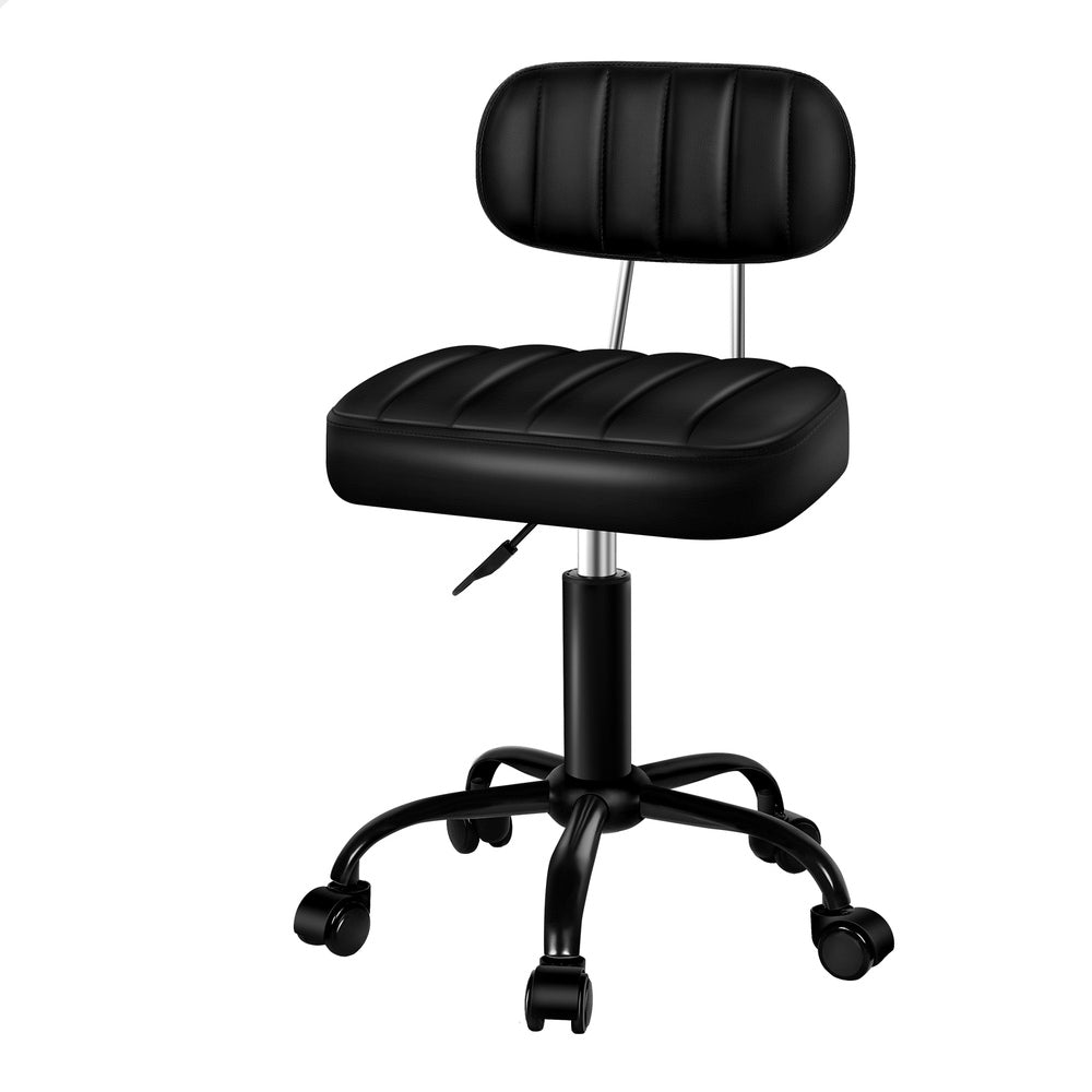 ALFORDSON Salon Stool Backrest Swivel Barber Hair Dress Chair Lina All Black