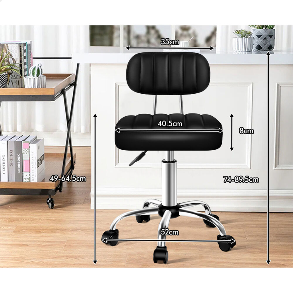 ALFORDSON 2x Salon Stool Backrest Swivel Barber Hair Dress Chair Lina Black