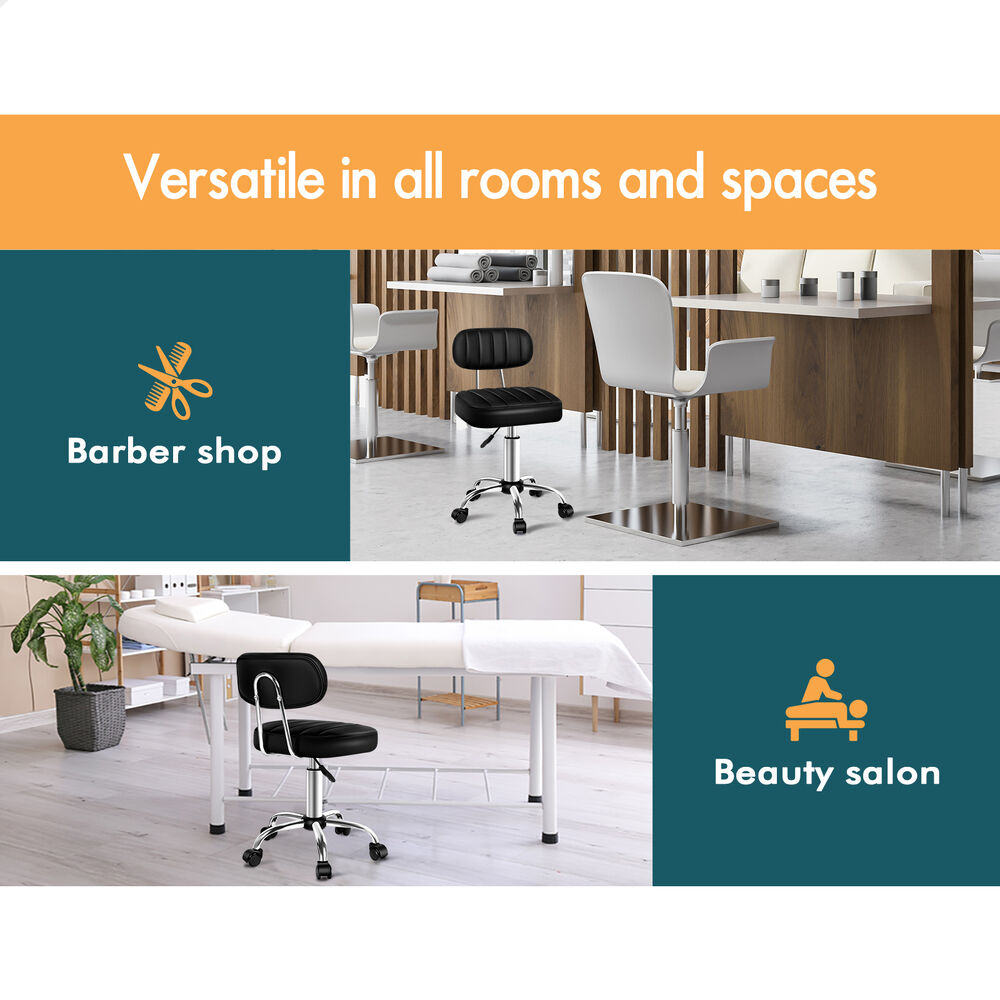 ALFORDSON 2x Salon Stool Backrest Swivel Barber Hair Dress Chair Lina Black