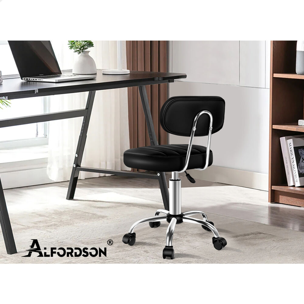 ALFORDSON 2x Salon Stool Backrest Swivel Barber Hair Dress Chair Lina Black