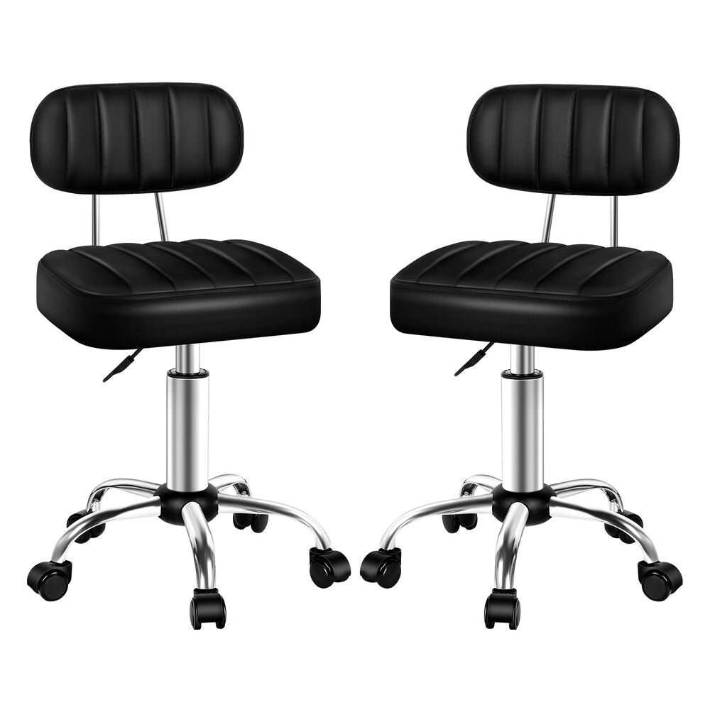 ALFORDSON 2x Salon Stool Backrest Swivel Barber Hair Dress Chair Lina Black
