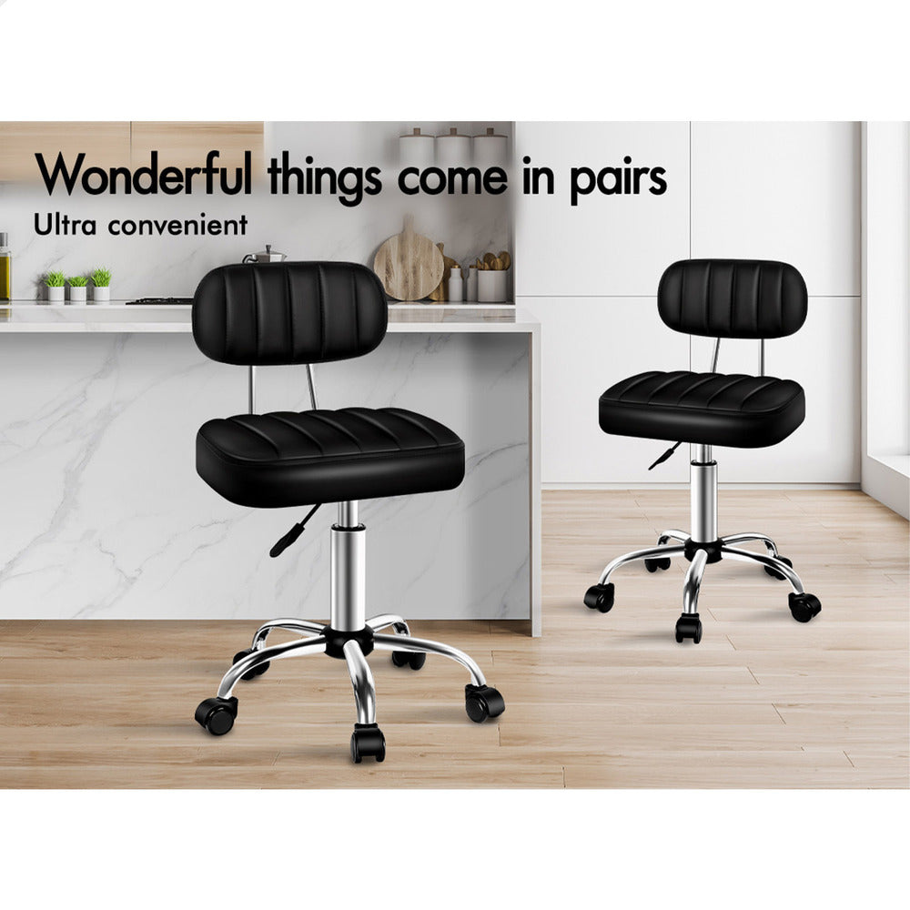 ALFORDSON Salon Stool Backrest Swivel Barber Hair Dress Chair Lina Black