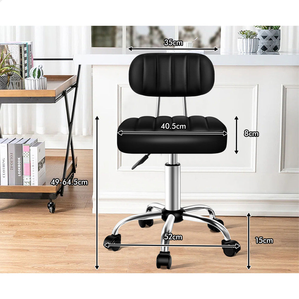 ALFORDSON Salon Stool Backrest Swivel Barber Hair Dress Chair Lina Black