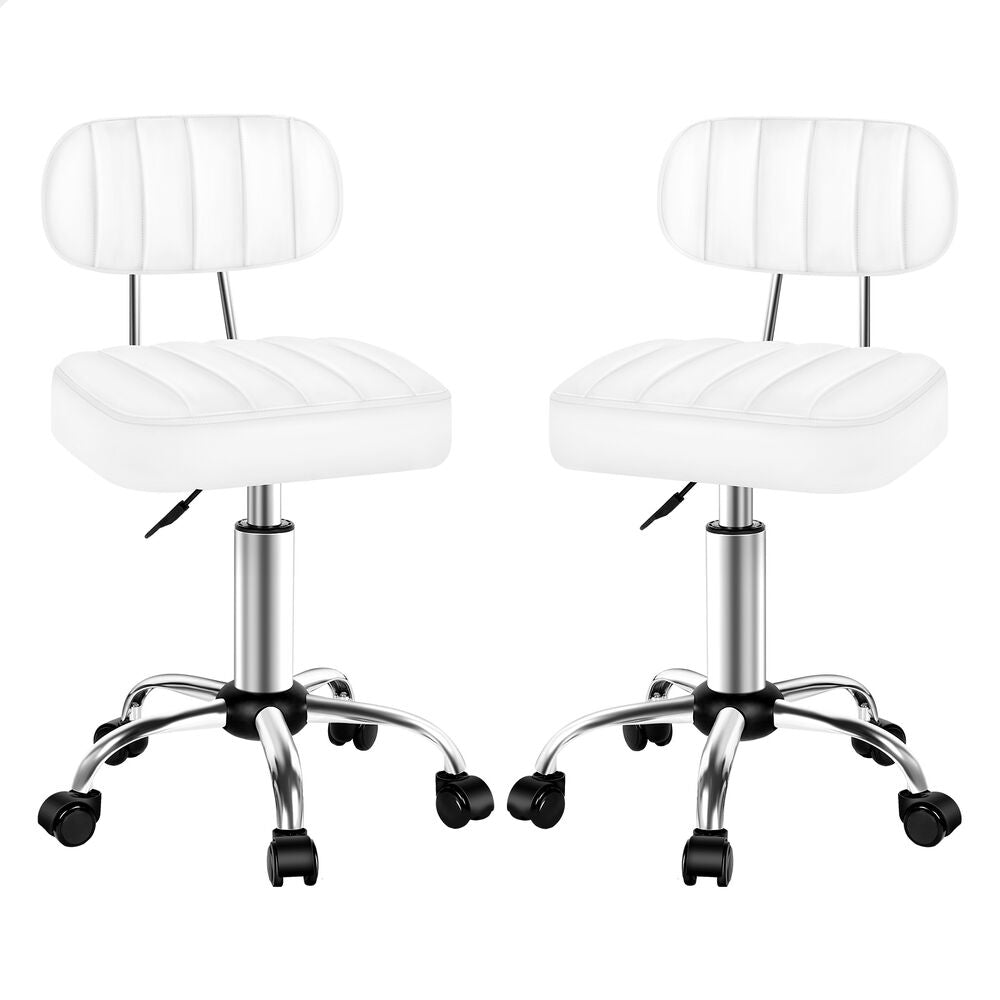 ALFORDSON 2x Salon Stool Backrest Swivel Barber Hair Dress Chair Lina White