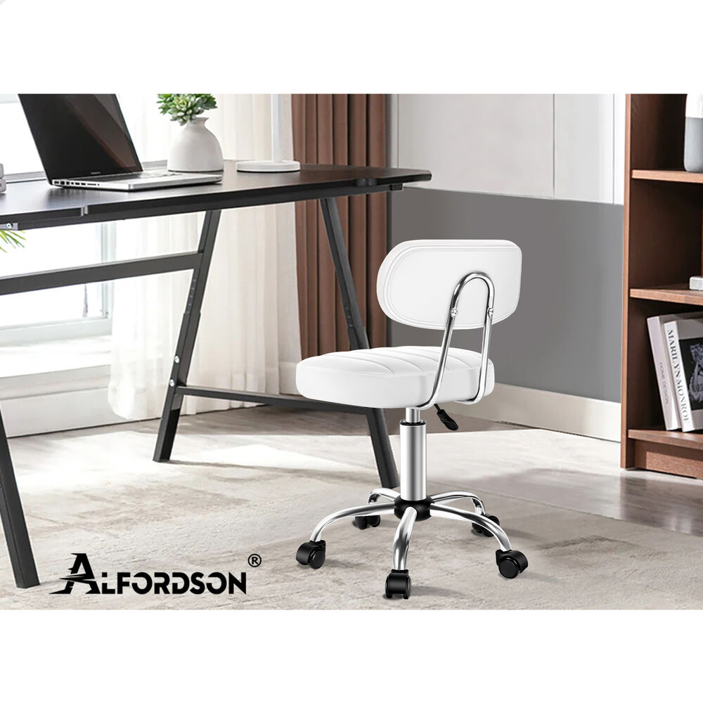 ALFORDSON 2x Salon Stool Backrest Swivel Barber Hair Dress Chair Lina White