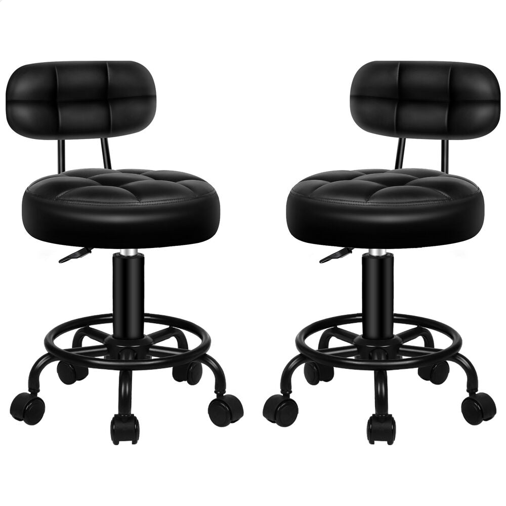 ALFORDSON 2x Salon Stool Backrest Swivel Barber Hair Dress Chair Riley All Black