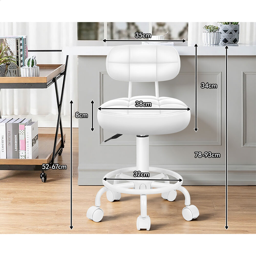ALFORDSON 2x Salon Stool Backrest Swivel Barber Hair Dress Chair Riley All White