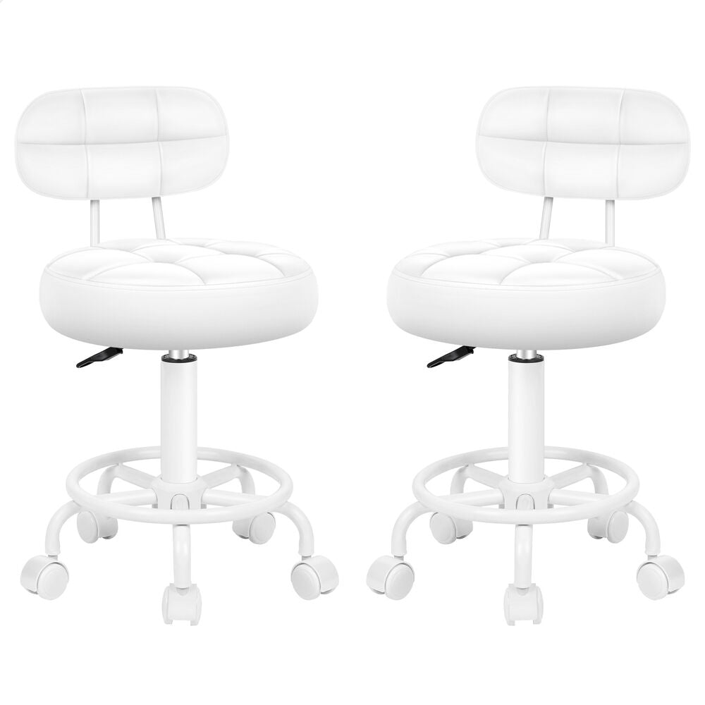 ALFORDSON 2x Salon Stool Backrest Swivel Barber Hair Dress Chair Riley All White