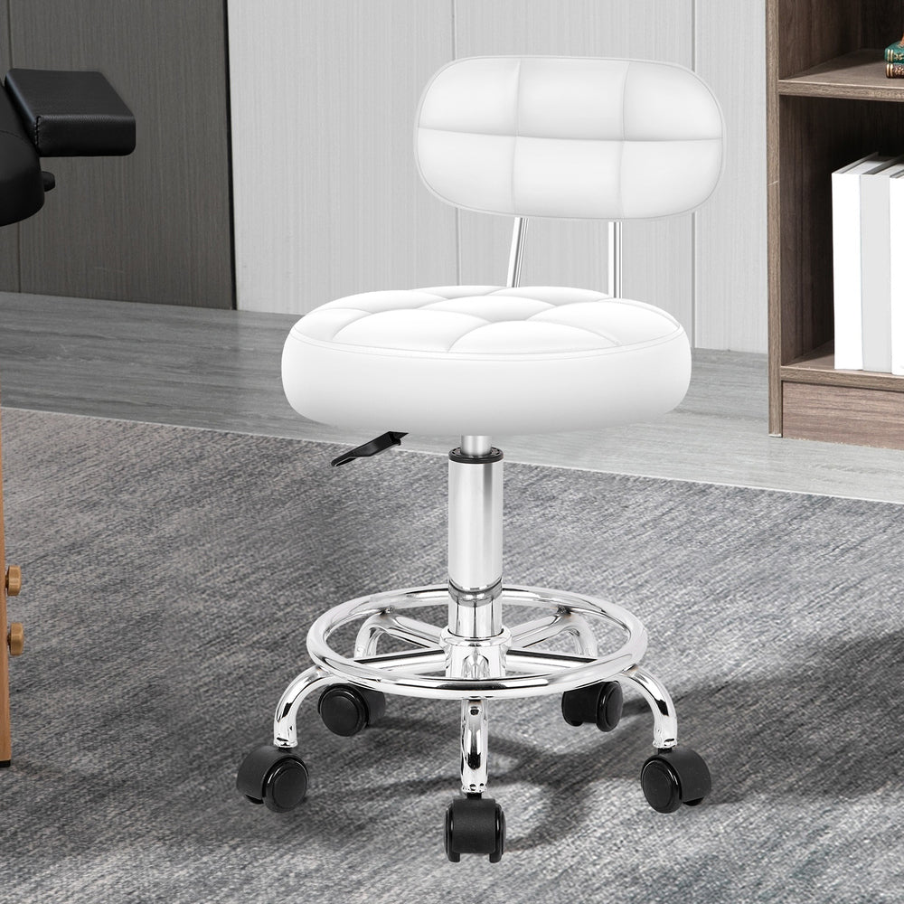 ALFORDSON Salon Stool Backrest Swivel Barber Hair Dress Chair Riley White