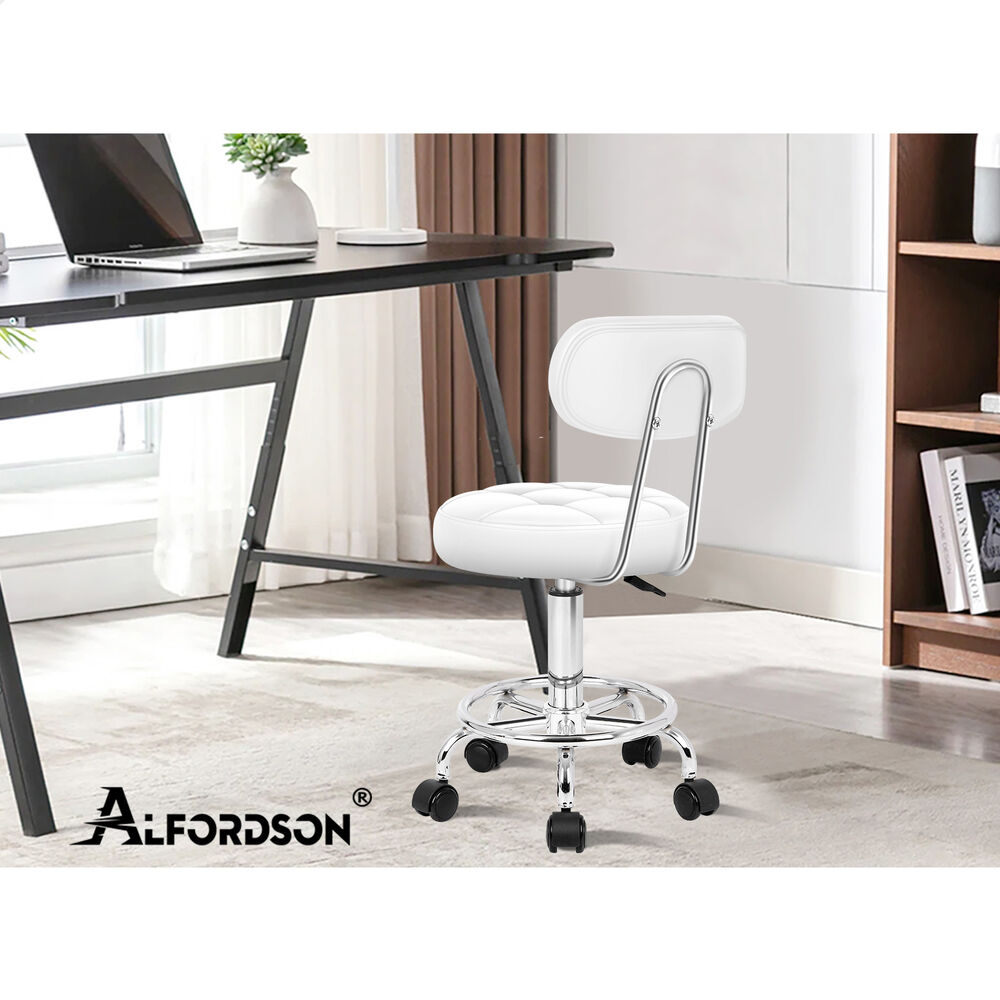 ALFORDSON 2x Salon Stool Backrest Swivel Barber Hair Dress Chair Riley White