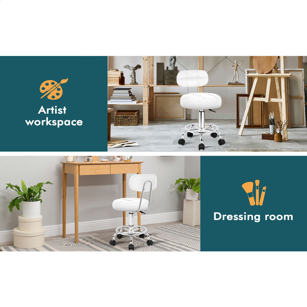 ALFORDSON 2x Salon Stool Backrest Swivel Barber Hair Dress Chair Riley White