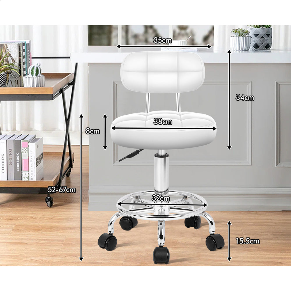 ALFORDSON Salon Stool Backrest Swivel Barber Hair Dress Chair Riley White