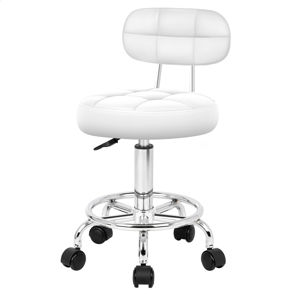 ALFORDSON Salon Stool Backrest Swivel Barber Hair Dress Chair Riley White