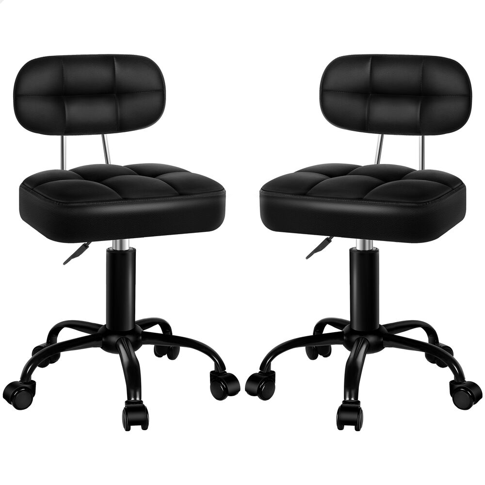 ALFORDSON 2x Salon Stool Backrest Swivel Barber Hair Dress Chair Tufan All Black