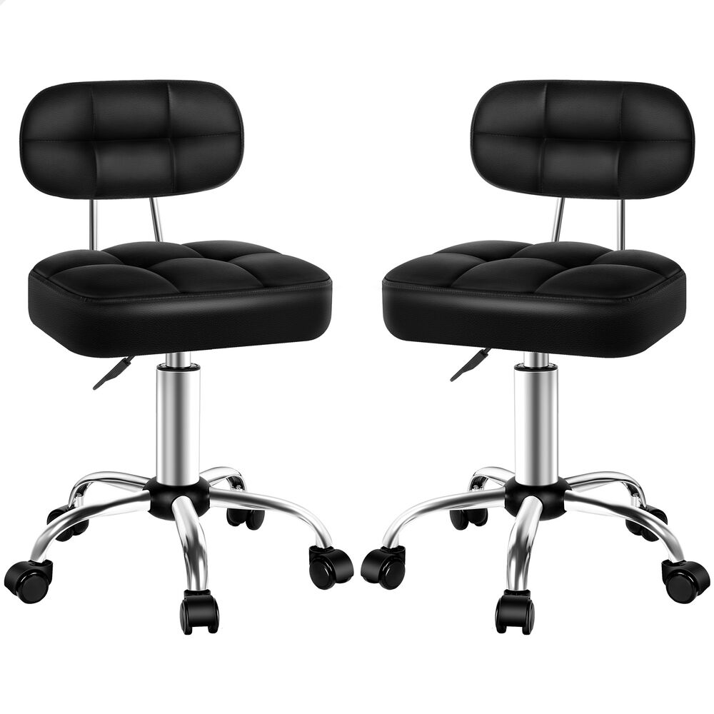 ALFORDSON 2x Salon Stool Backrest Swivel Barber Hair Dress Chair Tufan Black
