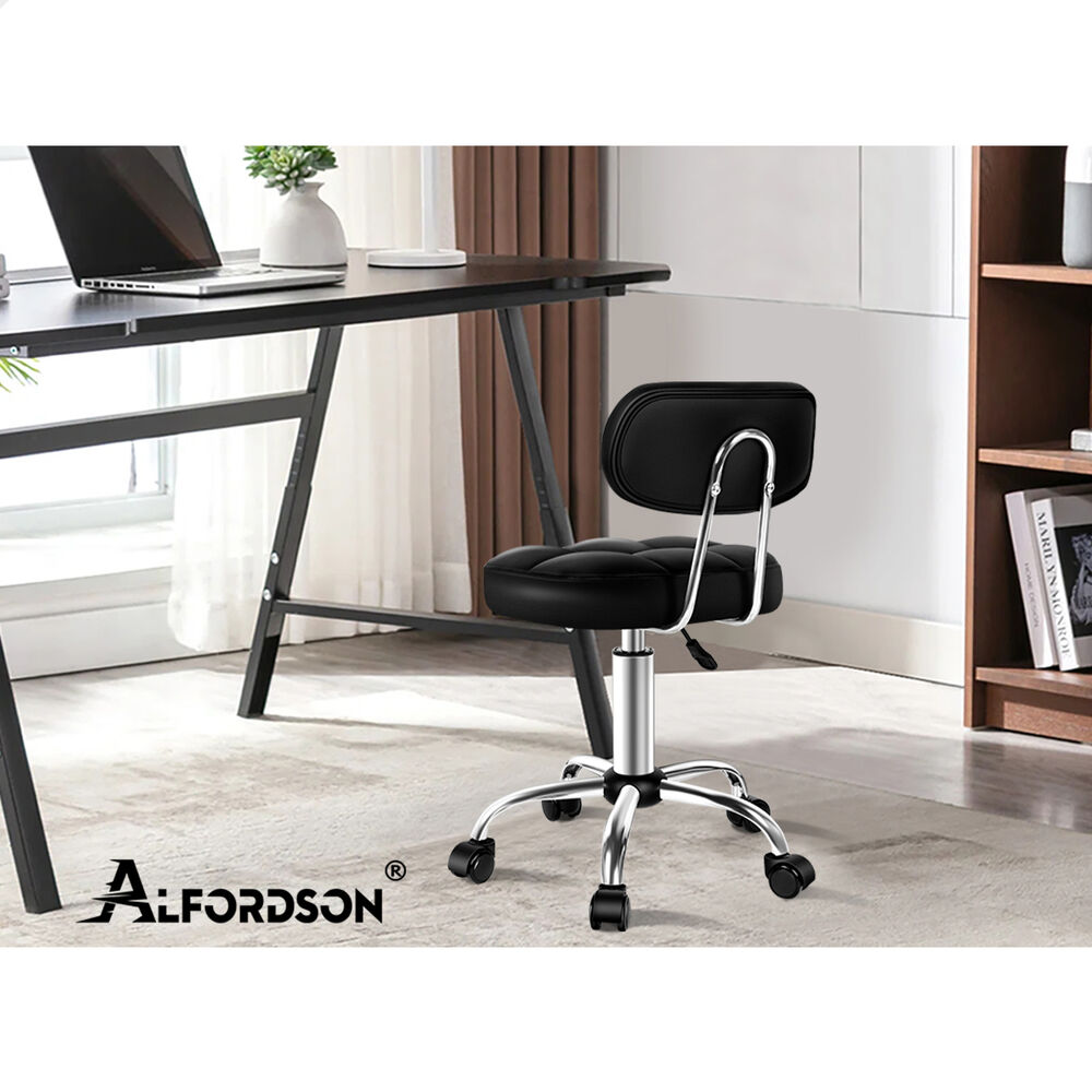 ALFORDSON 2x Salon Stool Backrest Swivel Barber Hair Dress Chair Tufan Black