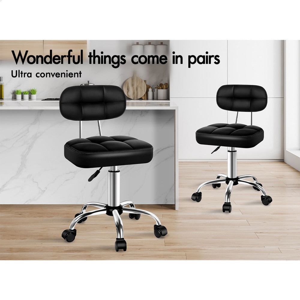 ALFORDSON Salon Stool Backrest Swivel Barber Hair Dress Chair Tufan Black