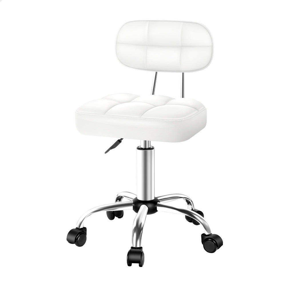 ALFORDSON Salon Stool Backrest Swivel Barber Hair Dress Chair Tufan White