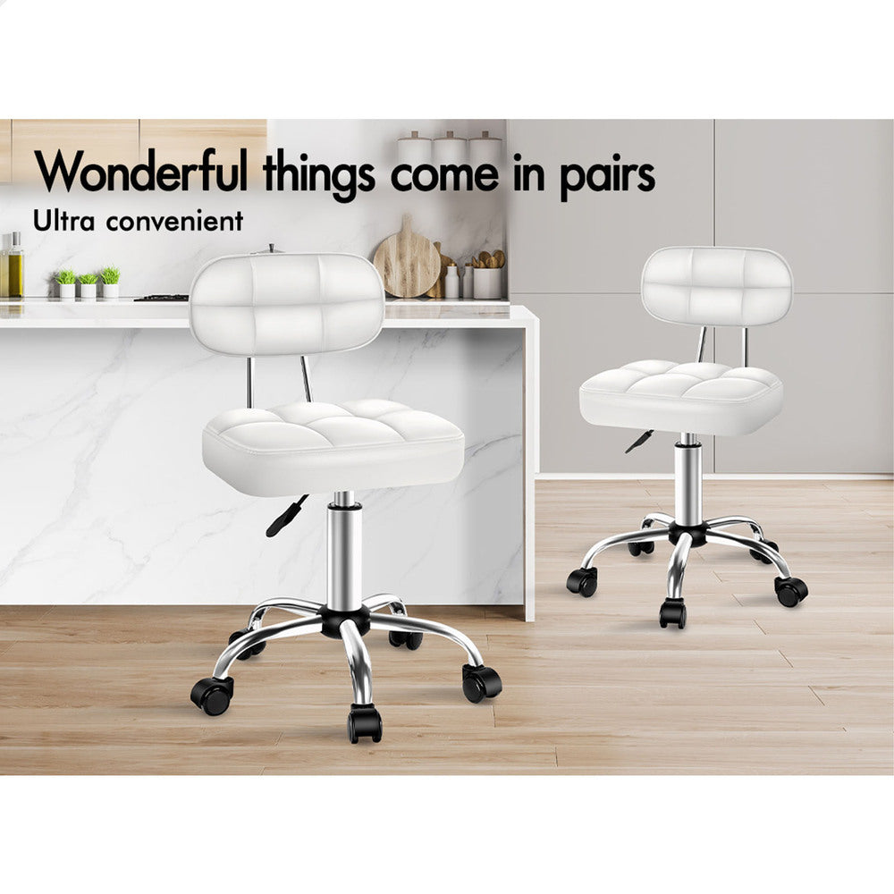 ALFORDSON Salon Stool Backrest Swivel Barber Hair Dress Chair Tufan White