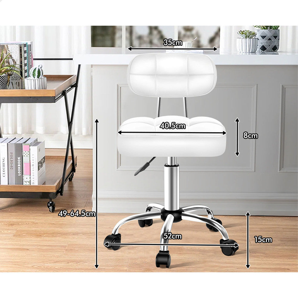 ALFORDSON Salon Stool Backrest Swivel Barber Hair Dress Chair Tufan White