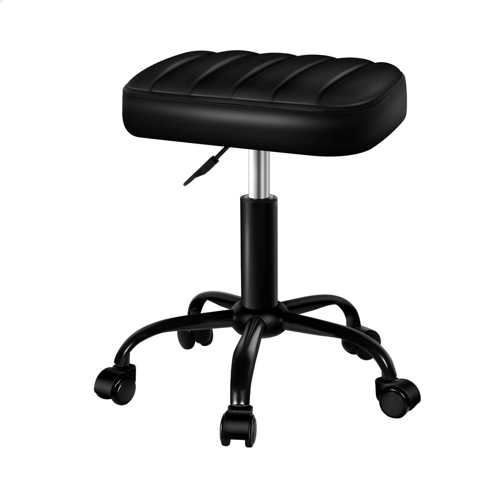 ALFORDSON Salon Stool Square Swivel Barber Hair Dress Chair Gas Lift All Black