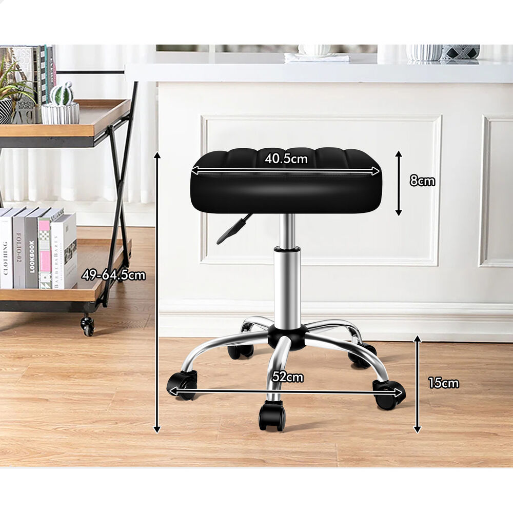 ALFORDSON 2x Salon Stool Square Swivel Barber Hair Dress Chair Gas Lift Black