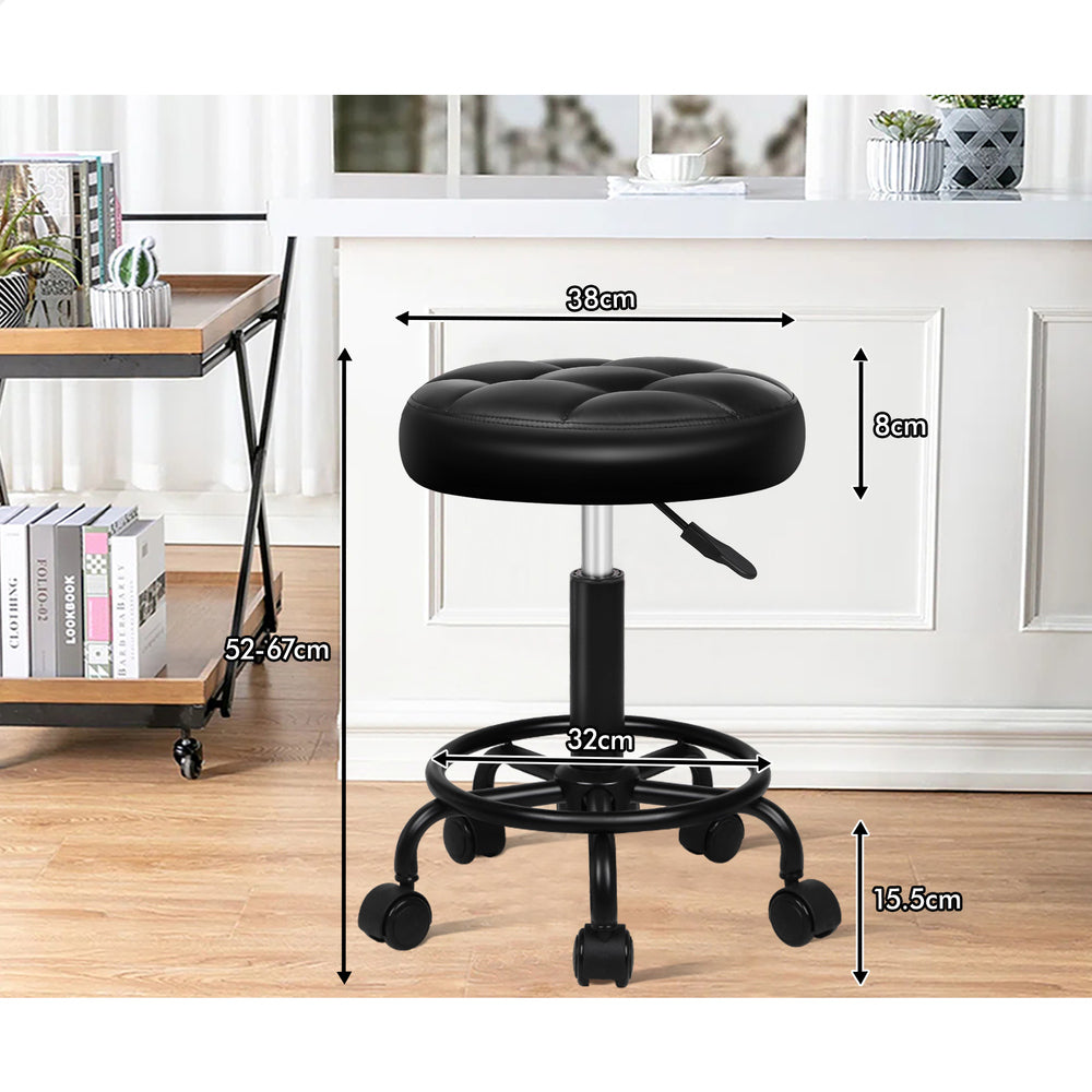 ALFORDSON Salon Stool Round Swivel Barber Hair Dress Chair Gas Lift All Black