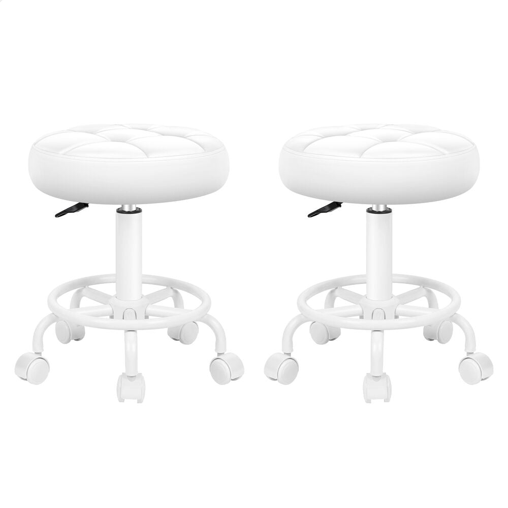 ALFORDSON 2x Salon Stool Round Swivel Barber Hair Dress Chair Gas Lift All White