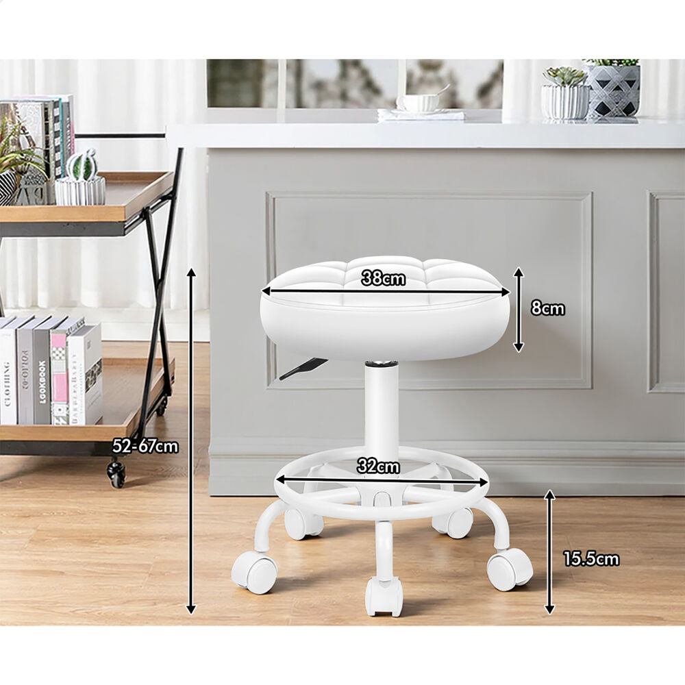 ALFORDSON Salon Stool Round Swivel Barber Hair Dress Chair Gas Lift All White