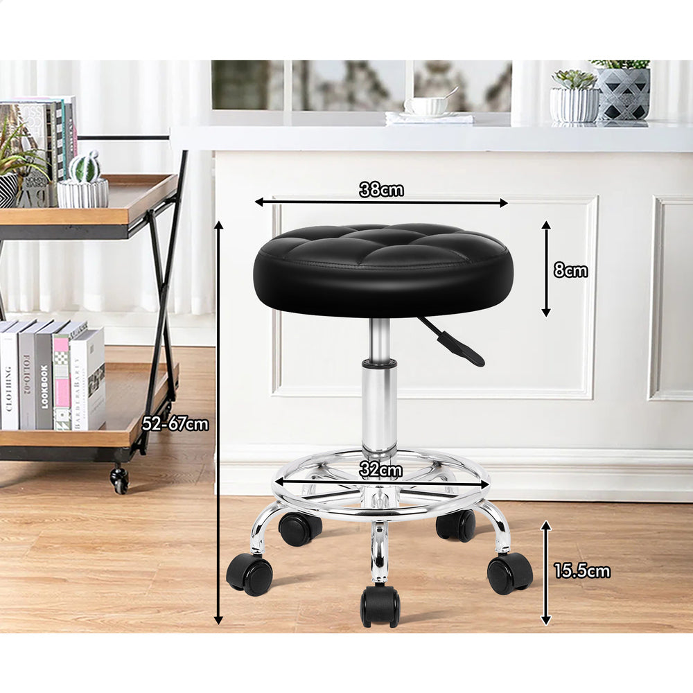 ALFORDSON Salon Stool Round Swivel Barber Hair Dress Chair Gas Lift Riley Black